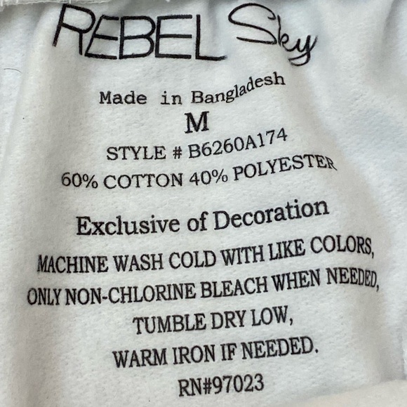Rebel Sky Athletic shorts Women’s size Medium cotton blend Tie pull-on white - Picture 6 of 9